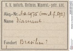 Etiketten zu Diamant (NHMW-MIN-Aa2975)